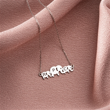 Personalised Elephant Necklace with Family initials
