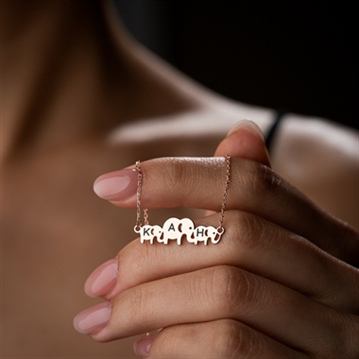 Personalised Elephant Necklace with Family initials