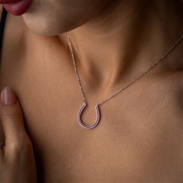 Horseshoe Necklace with Birthstone