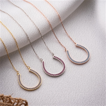 Horseshoe Necklace with Birthstone