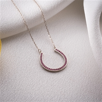 Horseshoe Necklace with Birthstone