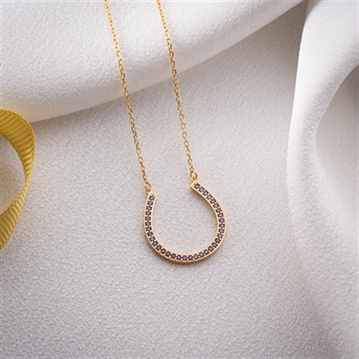 Horseshoe Necklace with Birthstone