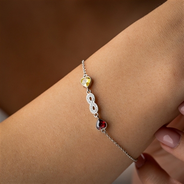 Infinity Bracelet with Heart Birthstones