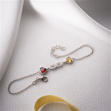 Infinity Bracelet with Heart Birthstones