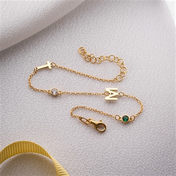 Personalised Birthstone Bracelet with Initial Charms