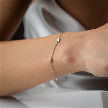 Personalised Birthstone Bracelet with Initial Charms