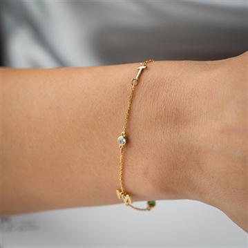 Personalised Birthstone Bracelet with Initial Charms
