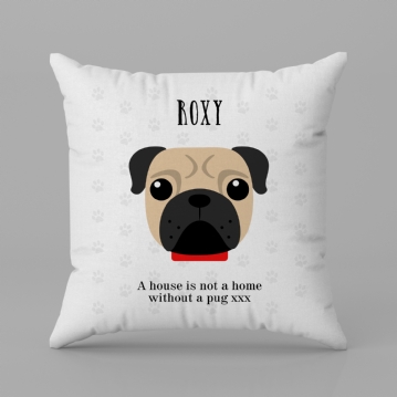 Personalised Pug Dog Cushion