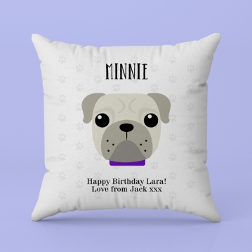 Personalised Pug Dog Cushion