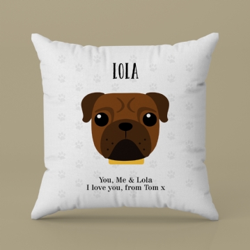 Personalised Pug Dog Cushion