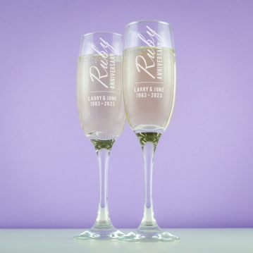 Personalised Ruby Anniversary Champagne Flutes