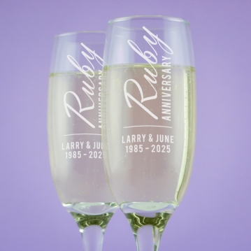 Personalised Ruby Anniversary Champagne Flutes