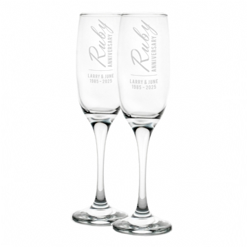 Personalised Ruby Anniversary Champagne Flutes