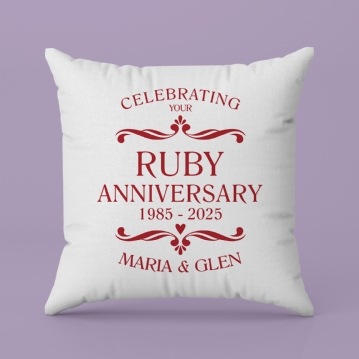 Personalised Ruby Anniversary Cushion - Cream