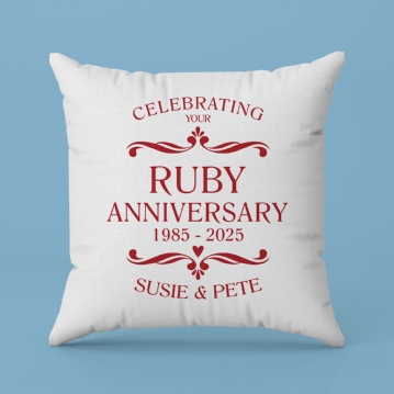 Personalised Ruby Anniversary Cushion - Cream