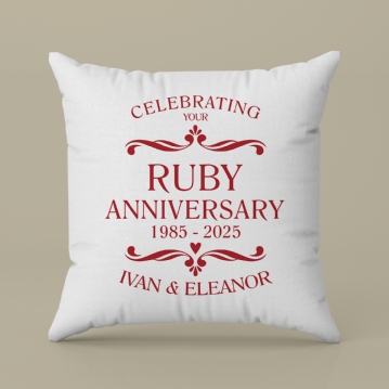 Personalised Ruby Anniversary Cushion - Cream