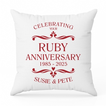 Personalised Ruby Anniversary Cushion - Cream