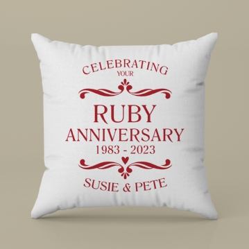 Personalised Ruby Anniversary Cushion - Cream