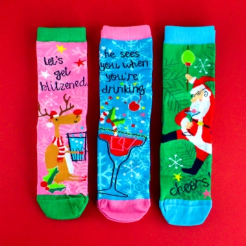 Lets Get Blitzened Set of 3 Christmas Socks