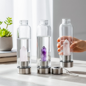 Healing Crystal Glass Water Bottles