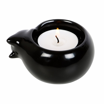 Black Cat Ceramic Tealight Candle Holder