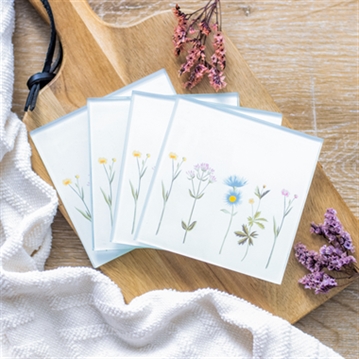 Floral Glass Coaster Set