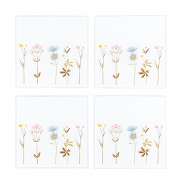Floral Glass Coaster Set