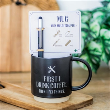 First I Drink Coffee Mug with Multi-Tool Pen