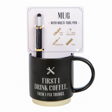 First I Drink Coffee Mug with Multi-Tool Pen