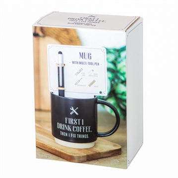 First I Drink Coffee Mug with Multi-Tool Pen