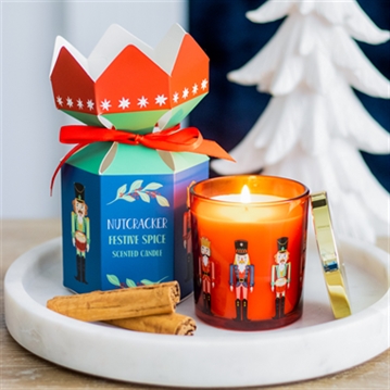 Nutcracker Festive Spice Scented Glass Candle