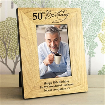 Personalised 50th Birthday Wooden Photo Frame