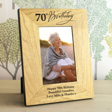 70th Birthday Wooden Personalised Photo Frame