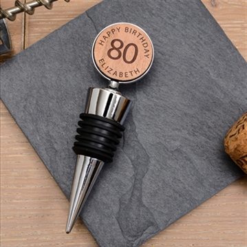 Personalised 80th Birthday Wooden Bottle Stopper