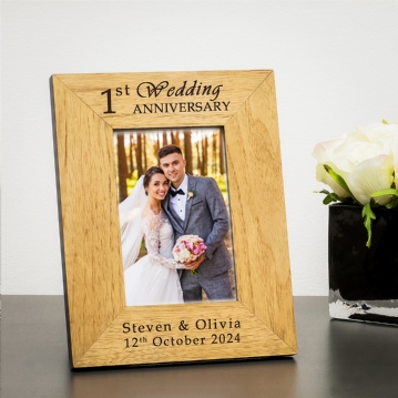 Personalised 1st Wedding Anniversary Wooden Photo Frame