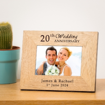 Personalised 20th Wedding Anniversary Wooden Photo Frame