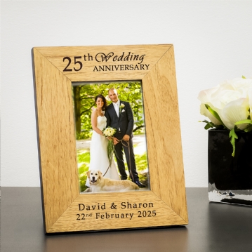 Personalised 25th Wedding Anniversary Wooden Photo Frame