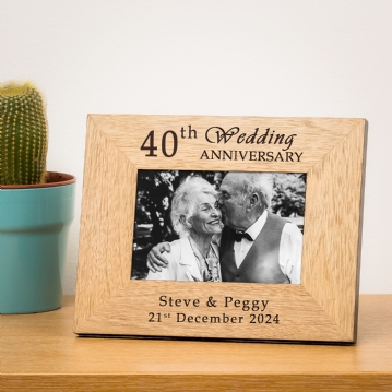 Personalised 40th Wedding Anniversary Wooden Photo Frame