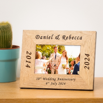 Personalised Wedding Anniversary Wooden Photo Frame