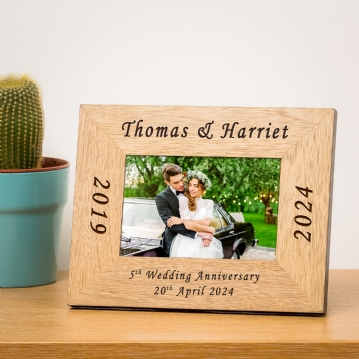 Personalised Wedding Anniversary Wooden Photo Frame