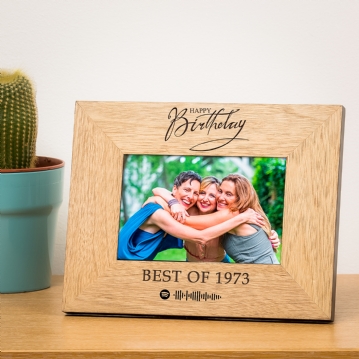 Personalised Happy Birthday Playlist Wooden Photo Frame