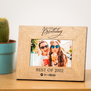 Personalised Happy Birthday Playlist Wooden Photo Frame