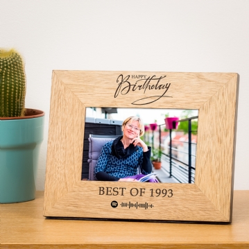 Personalised Happy Birthday Playlist Wooden Photo Frame