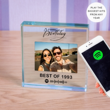 Personalised Happy Birthday Song or Playlist Photo Upload Glass Token