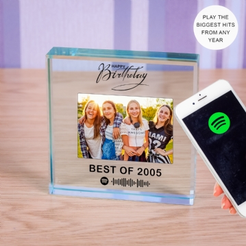 Personalised Happy Birthday Song or Playlist Photo Upload Glass Token