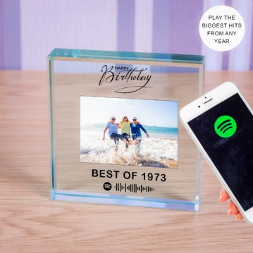 Personalised Happy Birthday Song or Playlist Photo Upload Glass Token