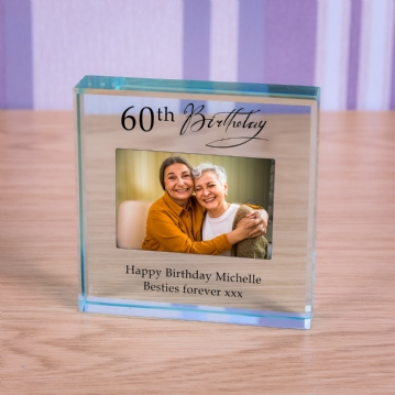 Personalised Happy 60th Birthday Photo Upload Glass Token