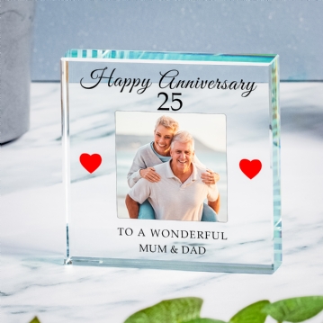 Personalised 25th Wedding Anniversary Photo Upload Glass Token