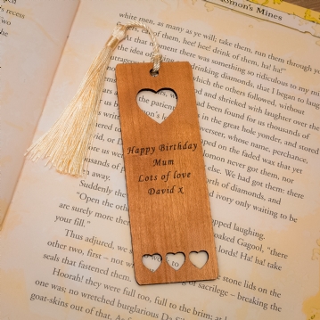 Personalised Wooden Hearts Bookmark