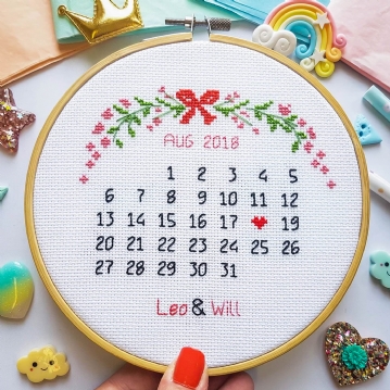 Hand Stitched Personalised Special Date Embroidery Hoop